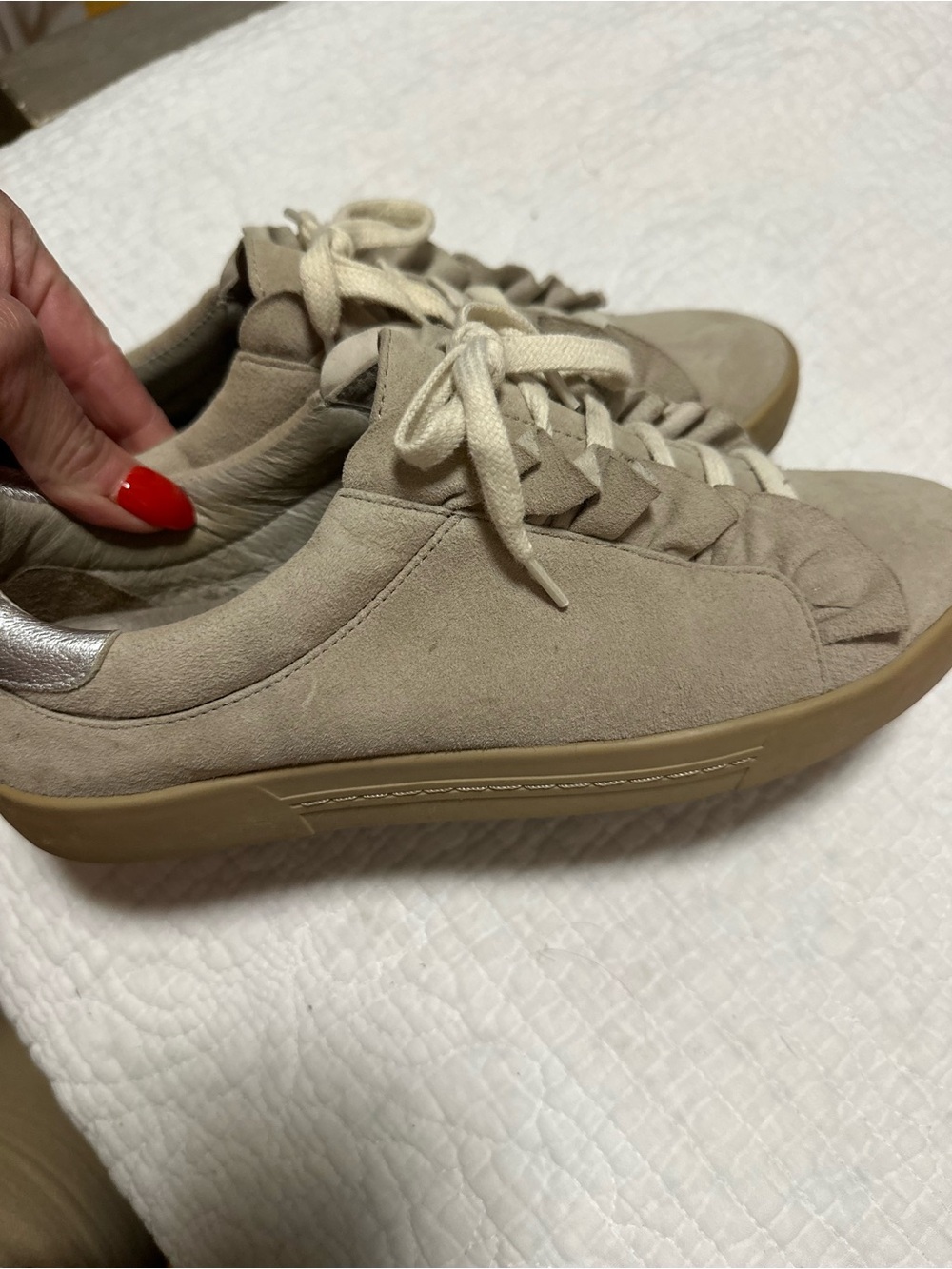 Joie Beige Suede Lace-Up Women's Sneakers